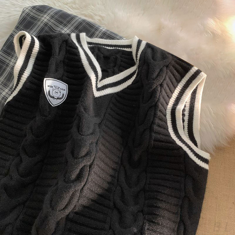 Men's Sweaters Oversize Vintage Women Men Youth Sweater Pullover Vest Couple Loose Sleeveless Striped Japanese Style 230615