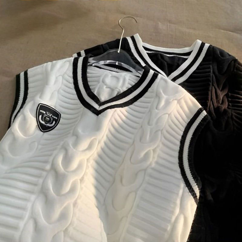 Men's Sweaters Oversize Vintage Women Men Youth Sweater Pullover Vest Couple Loose Sleeveless Striped Japanese Style 230615