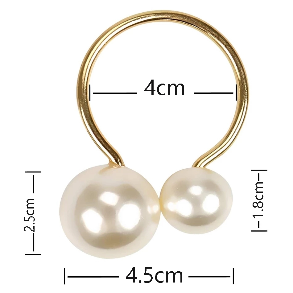 Towel Rings 6 PC Elegant Pearls Napkin Gold Christening Bangle Metal Holder Wedding Gift Bridal Shower Decor Party Supplie 230616