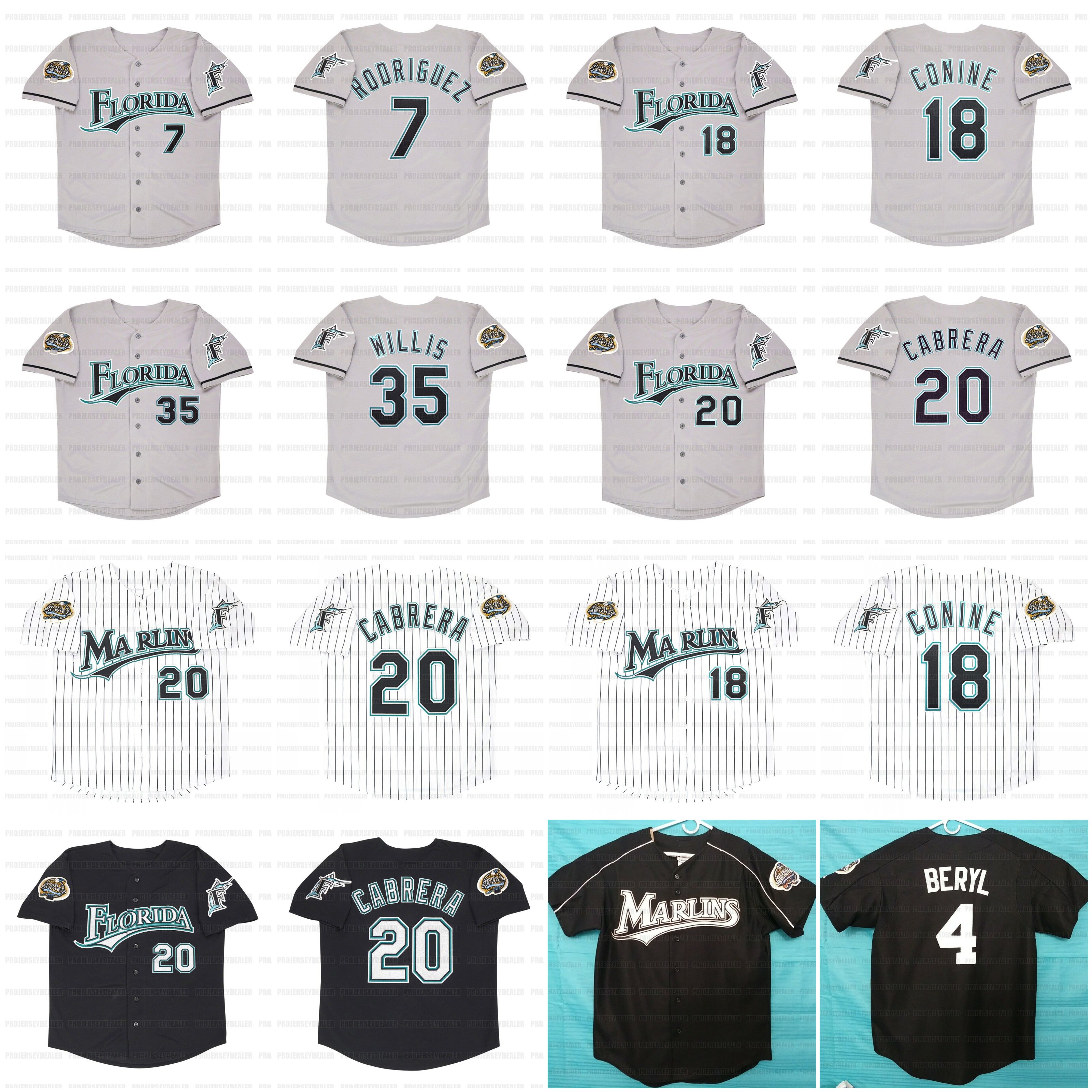 Florida 2003 World Series Marlins Baseball Jerseys Ivan Rodriguez Jeff Conine Mike Lowell Miguel Cabrera Josh Beckett A.J. Burnett Dontrelle Willis Majestic Beryl, Black
Florida 2003 World Series Marlins Baseball Jerseys Ivan Rodriguez Jeff Conine Mike Lowell Miguel Cabrera Josh Beckett A.J. Burnett Dontrelle Willis Majestic Beryl, Black