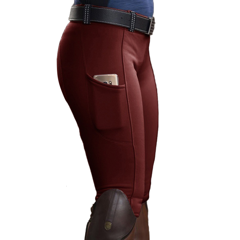 Women's Pants s Horse Riding Trouser Sport Solid Color High Waist Pocket Hip Lift Elastic Equestrian Sports 230616