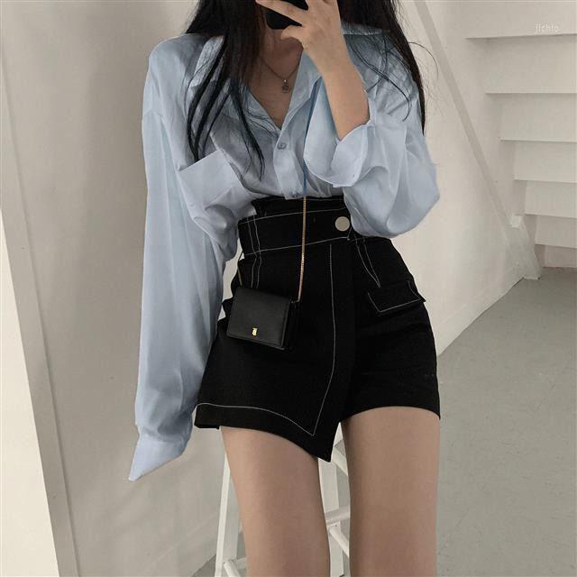 Work Dresses Women 2023 Autumn Winter Fashion Sets Female Long Sleeve Casual Loose Blouses High Waist Skirts Shorts 2 Piece Suit B464