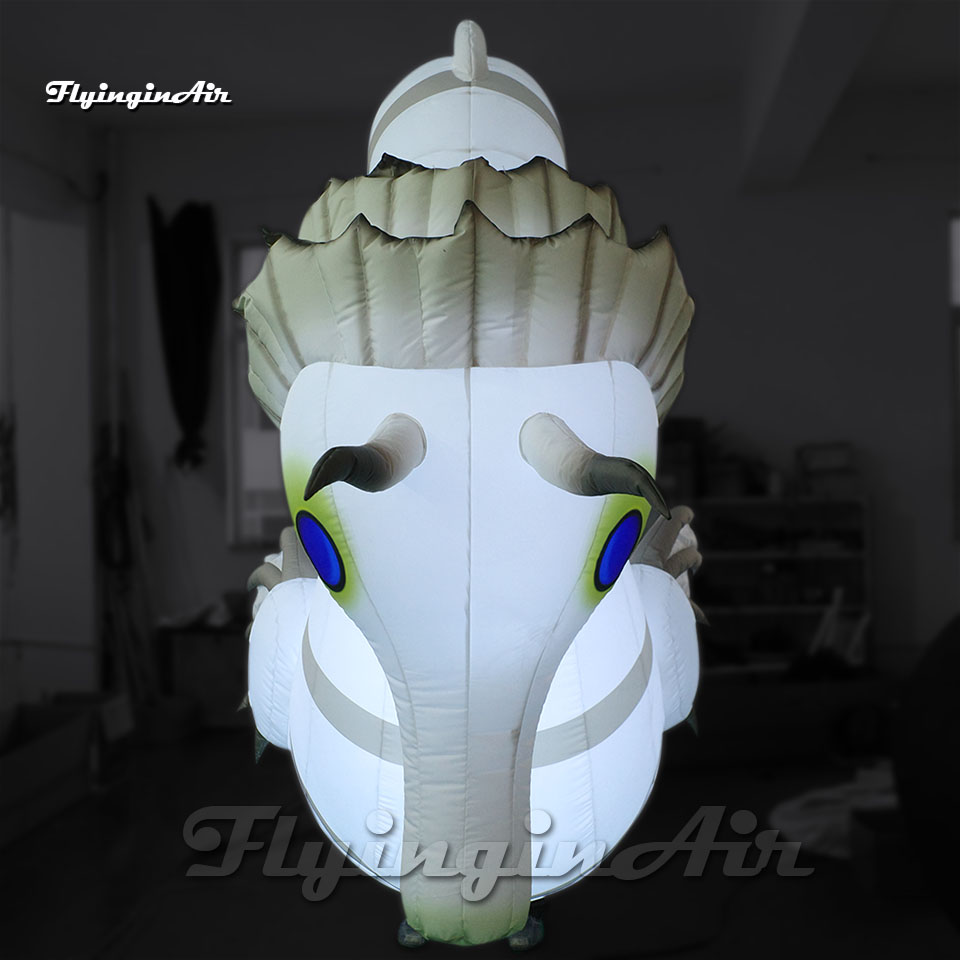 Fantastic Parade Performance White Walking Inflatable Seahorse Costume Wearable Blow Up Sea Animal Balloon Suit For Event