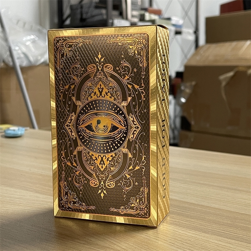 Outdoor Games Activities Golden Tarot 12x7cm English Deck Classic for Beginners with Color Paper Guide Book High Quality Learning Cards Runes Divinati