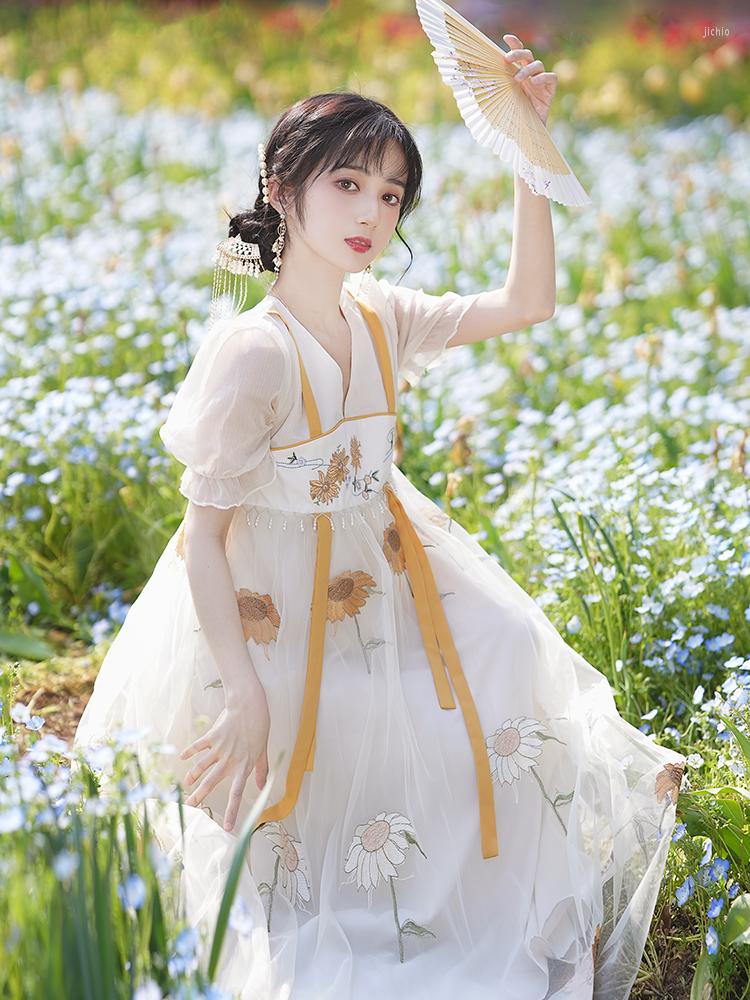 Party Dresses SWEETXUE Hanfu Embroidered Heavy Industry Fringed Beaded Chinese Style Retro Loose Fairy Fashion Romantic Dress Vestidos