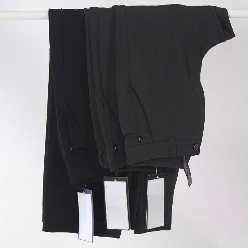 LL Men Pant Black Commission Pants Stretch Business Long Pants Casual Slim Fit Elastic Waist Jogger Solid Trousers with Pockets