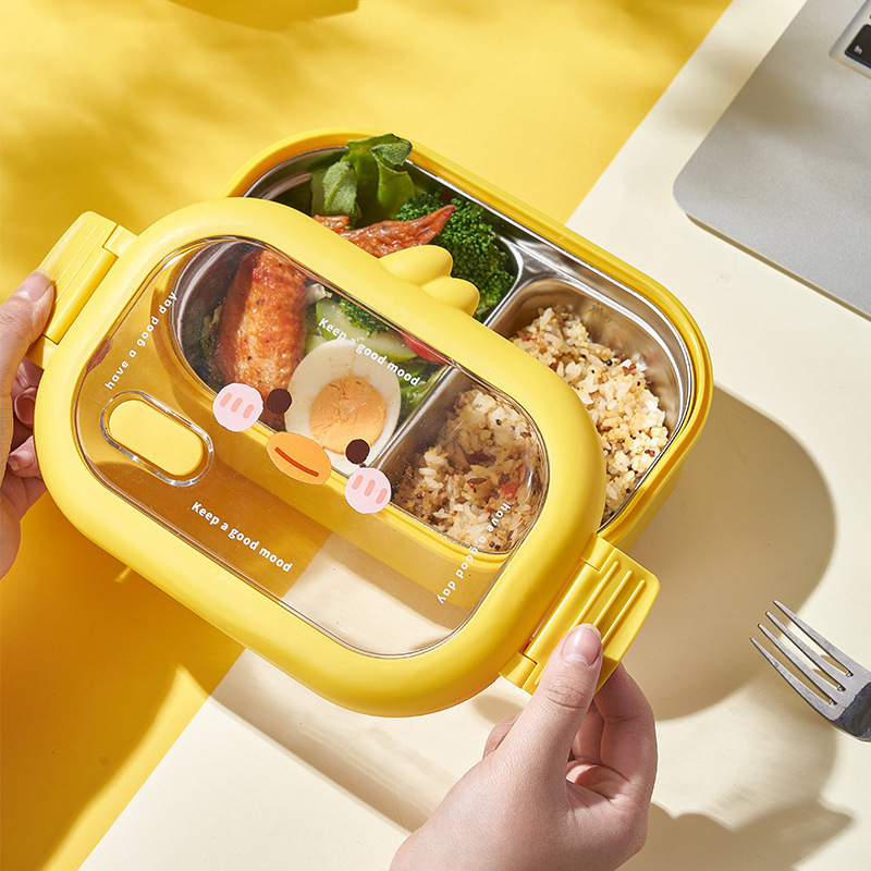 Bento Boxes Cute Stainless Steel Lunch Box Kids School Kawaii Sealed Portable Food Container Separate Heatable Lunchbox 230616