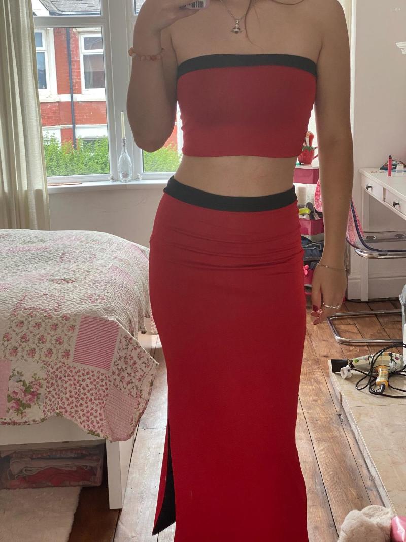 Work Dresses In Matching Dress Skirt Sets Sexy Midi Conjuntos De Vestidos Falda Summer Beach Off Shoulder Tube Two Piece Set For Women