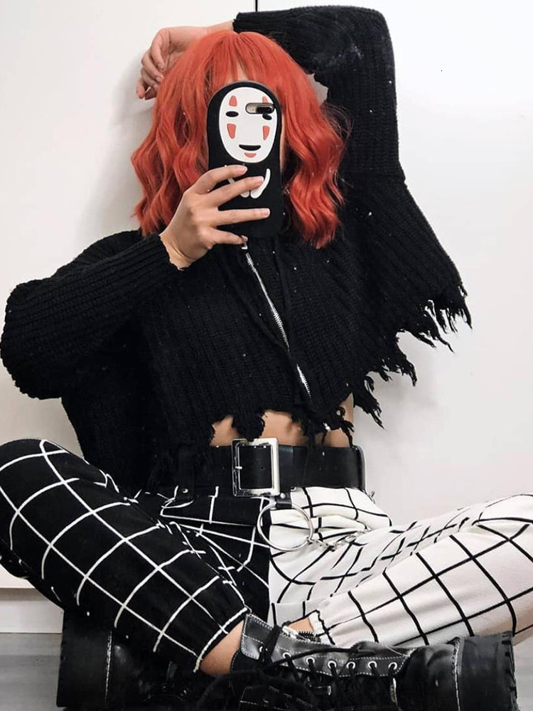 Women's Pants Capris Women Fashion Long Pants Checkerboard Plaid High Waist Harem Pants Hip Hop Gothic Causal Trousers Harajuku 230615