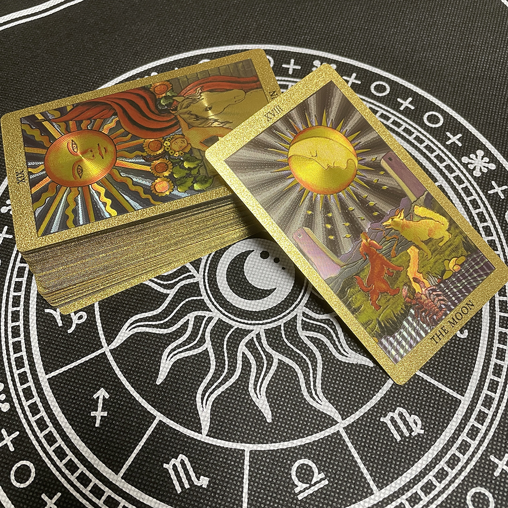 Outdoor Games Activities Divination 12x7cm Gold Tarot Cards Big Size Witch Supplies for Beginners with Guide Book Catan Board Game Classic 230615