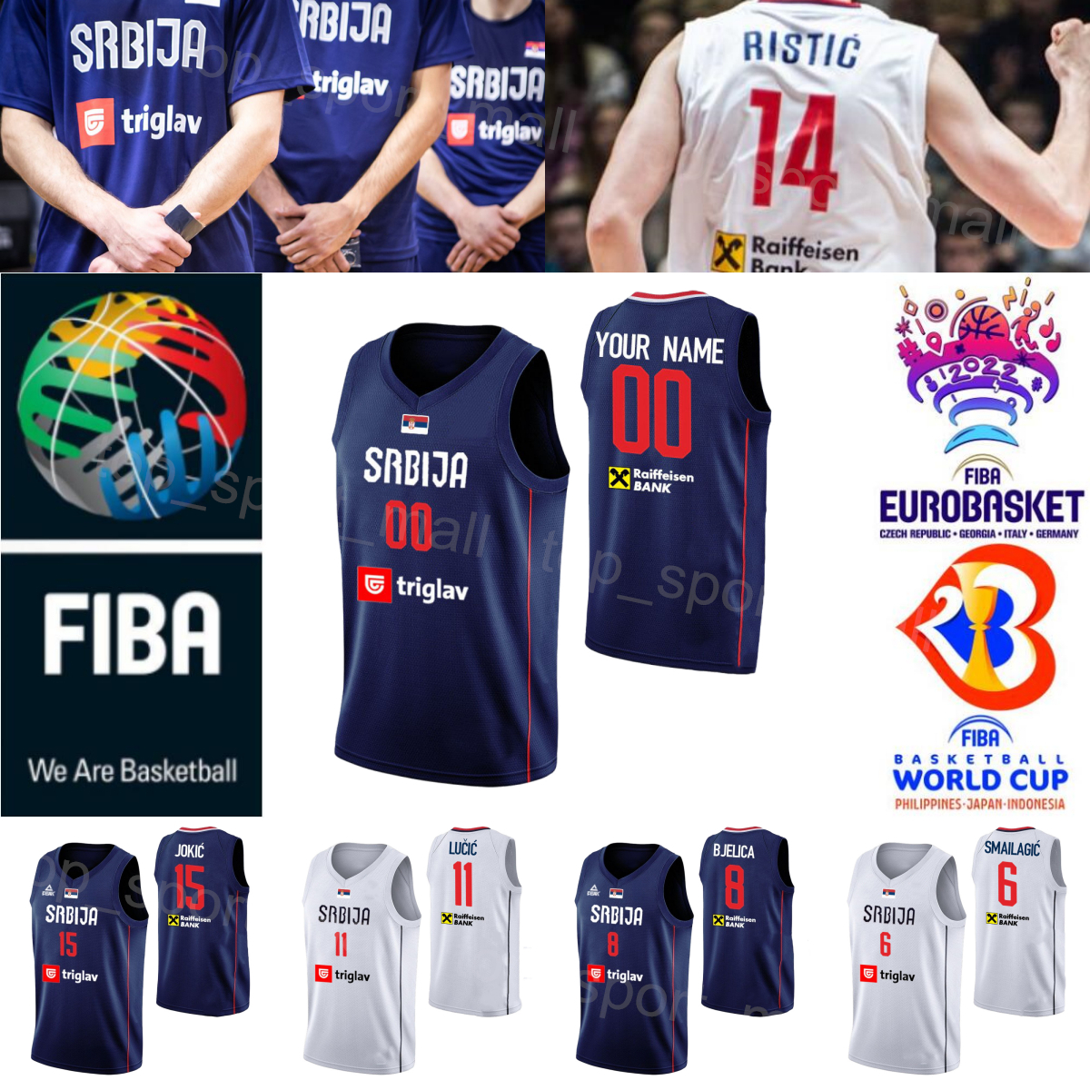 Printed Srbija Basketball 2023 World Cup 51 Boban Marjanovic Jersey 7 Bogdan Bogdanovic 10 Vladimir Lucic 25 Ognjen JARAMAZ 4 Milos Teodosic 8 Nemanja Bjelica, Navy blue
Printed Srbija Basketball 2023 World Cup 51 Boban Marjanovic Jersey 7 Bogdan Bogdanovic 10 Vladimir Lucic 25 Ognjen JARAMAZ 4 Milos Teodosic 8 Nemanja Bjelica, Navy blue