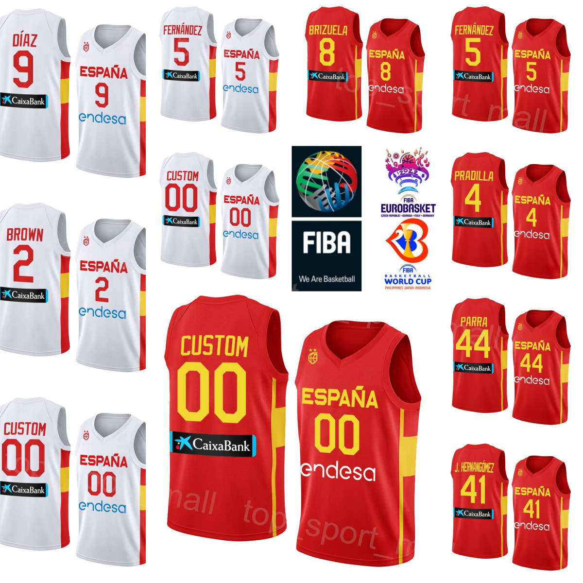 Printed 2023 World Cup Basketball Spain Jersey National Team Espana 12 Miquel Salvo 1 Tyson Perez 20 Ferran Bassas Pep Busquets Joel Parra Ricky Rubio Lorenzo Brown, With patch
Printed 2023 World Cup Basketball Spain Jersey National Team Espana 12 Miquel Salvo 1 Tyson Perez 20 Ferran Bassas Pep Busquets Joel Parra Ricky Rubio Lorenzo Brown, With patch