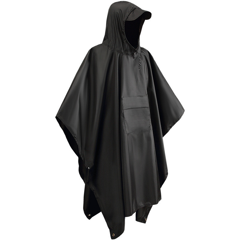 Rain Wear Portable 3 In 1 Rain Coat Hiking Camping Multifunctional Raincoat Poncho Mat Awning Durable Outdoor Activity Rain Gear Supplie 230615