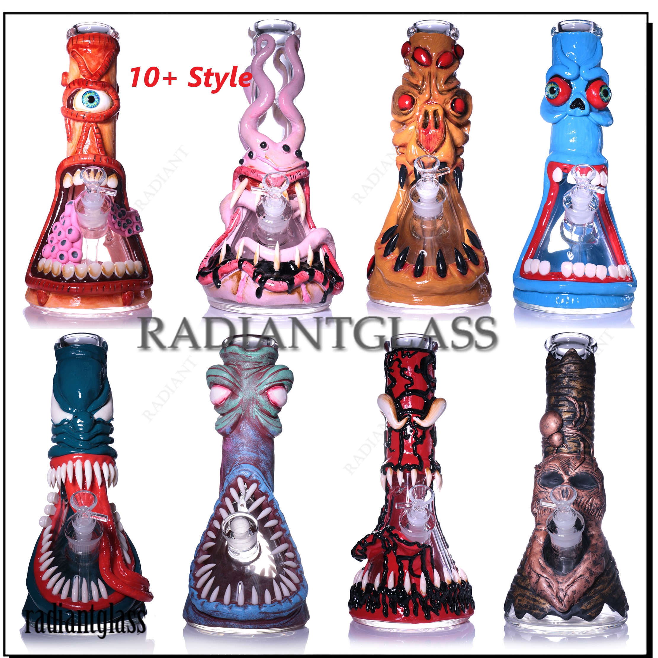 Designer Glass bong Unique Heady Halloween Multi Styles Hookahs 12 Inch Big Bongs Thick Glass Beaker Bong Water Pipes Straight Tube Oil