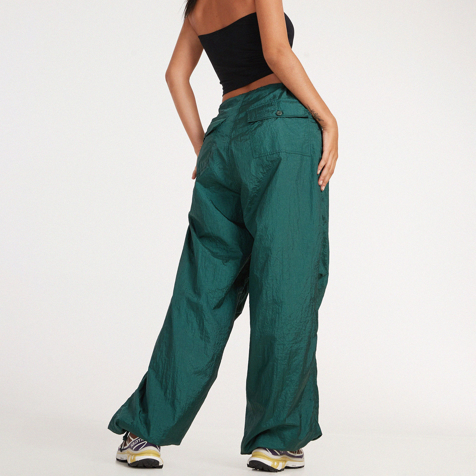 Women's Pants Capris Womens Pants Adult Casual Solid Color Loose Fit Drawstring Waistband Pants Female Trousers Club Street Style Loose Woven Pan