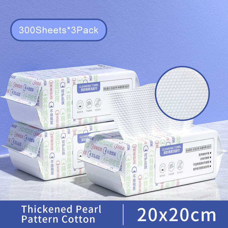 Tissue 300 Count Super Soft Thick Cotton Cleansing Tissue Paper Disposable Face Towel Dry Wipes Makeup Remover Cloths 230615