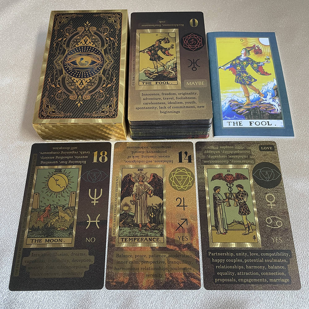 Outdoor Games Activities Golden Tarot 12x7cm English Deck Classic for Beginners with Color Paper Guide Book High Quality Learning Cards Runes Divinati