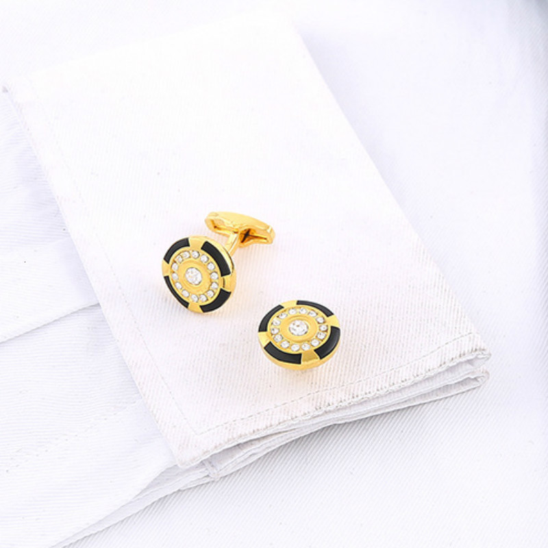 Cuff Links Crystal Series Business Cufflinks Personality Men Daily Banquet Wedding Jewelry Gifts French Shirt Cuff Links Golden 23