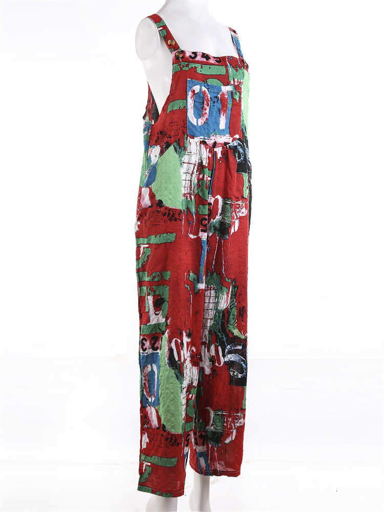 Women's Pants Capris Women Loose Suspender Trousers Tie-dye Print Wide Leg Pants Summer Fall Bohemian Grunge Casual Long Pants Female Streetwear 