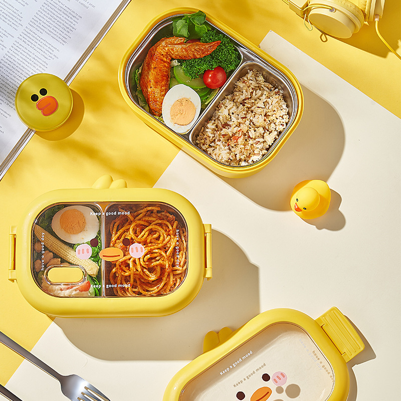 Bento Boxes Cute Stainless Steel Lunch Box Kids School Kawaii Sealed Portable Food Container Separate Heatable Lunchbox 230616