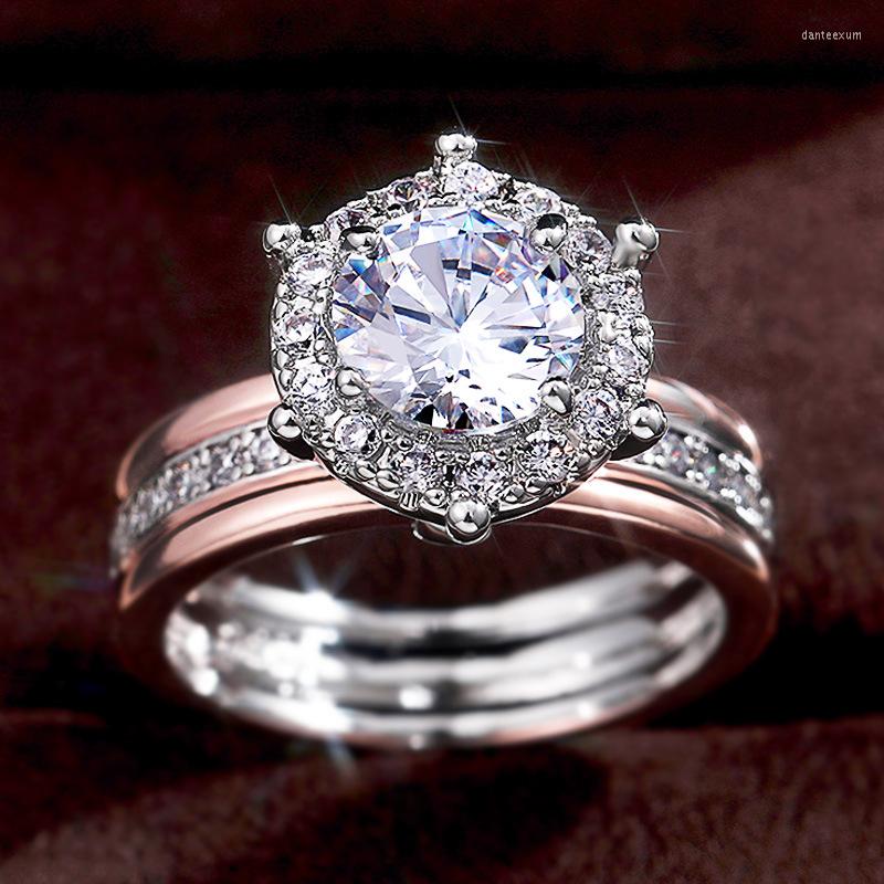 Wedding Rings European And American Jewelry Creative Dual Color Zircon Engagement Ring Fashion Party F694
Wedding Rings European And American Jewelry Creative Dual Color Zircon Engagement Ring Fashion Party F694