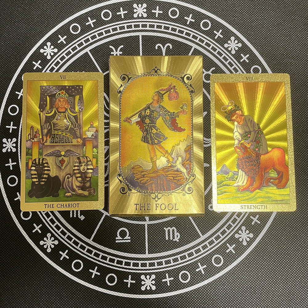 Outdoor Games Activities Divination 12x7cm Gold Tarot Cards Big Size Witch Supplies for Beginners with Guide Book Catan Board Game Classic 230615