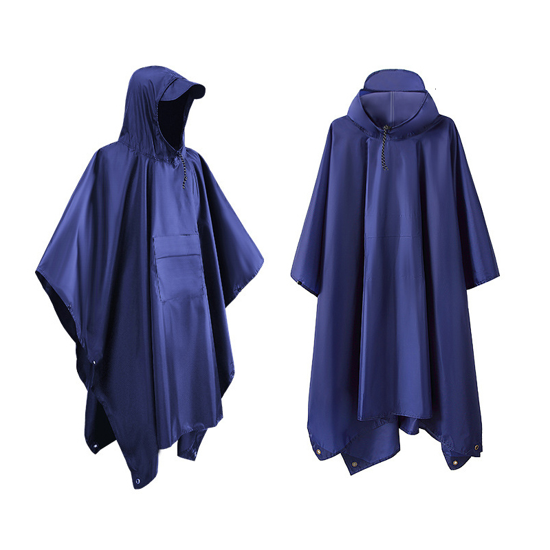 Rain Wear Portable 3 In 1 Rain Coat Hiking Camping Multifunctional Raincoat Poncho Mat Awning Durable Outdoor Activity Rain Gear Supplie 230615