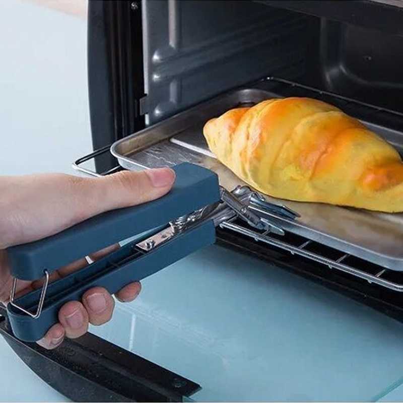 Update New Plate Pot Gripper Utensil Holder Stainless Steel Foldable Hot Dish Clamp Anti-Scald Bowl Clip Kitchen Tool