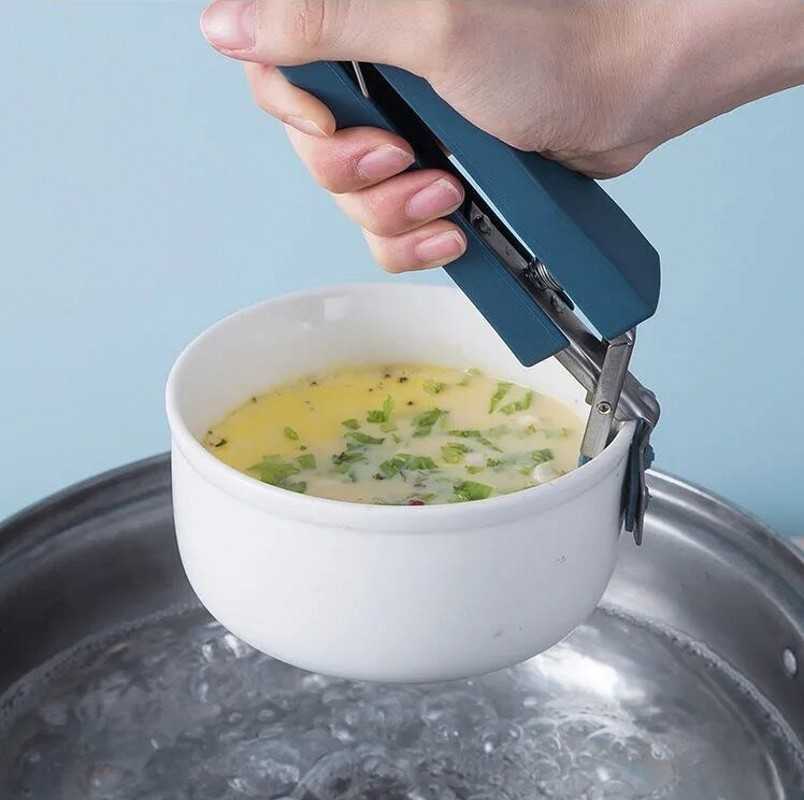 Update New Plate Pot Gripper Utensil Holder Stainless Steel Foldable Hot Dish Clamp Anti-Scald Bowl Clip Kitchen Tool