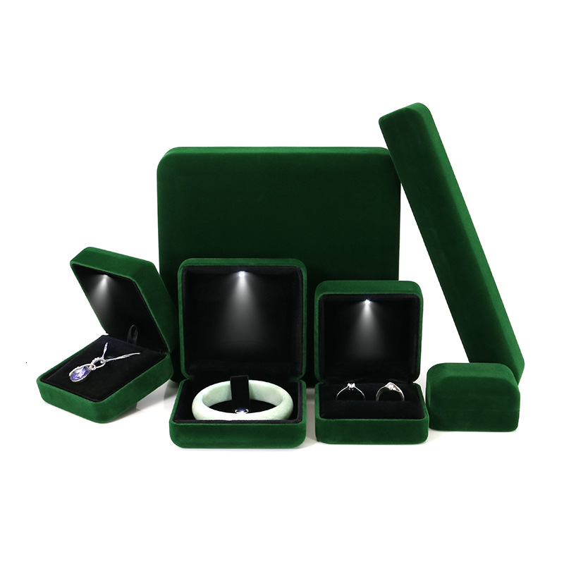 Jewelry Boxes Velvet LED Jewellery Box Wedding Ring Pendant Earring Jewelry Display Packaging Cases with Custom Jewellery Gift Box Cases 230616