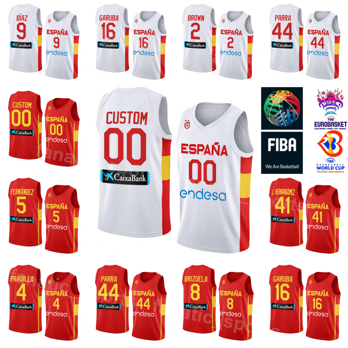 Print Basketball Spain 2023 World Cup 2 Lorenzo Brown Jerseys 13 Marc Gasol 12 Miquel Salvo 1 Tyson Perez 20 Ferran Bassas 3 Pep Busquets 44 Joel Parra 9 Ricky Rubio, With eurobasket patch
Print Basketball Spain 2023 World Cup 2 Lorenzo Brown Jerseys 13 Marc Gasol 12 Miquel Salvo 1 Tyson Perez 20 Ferran Bassas 3 Pep Busquets 44 Joel Parra 9 Ricky Rubio, With eurobasket patch