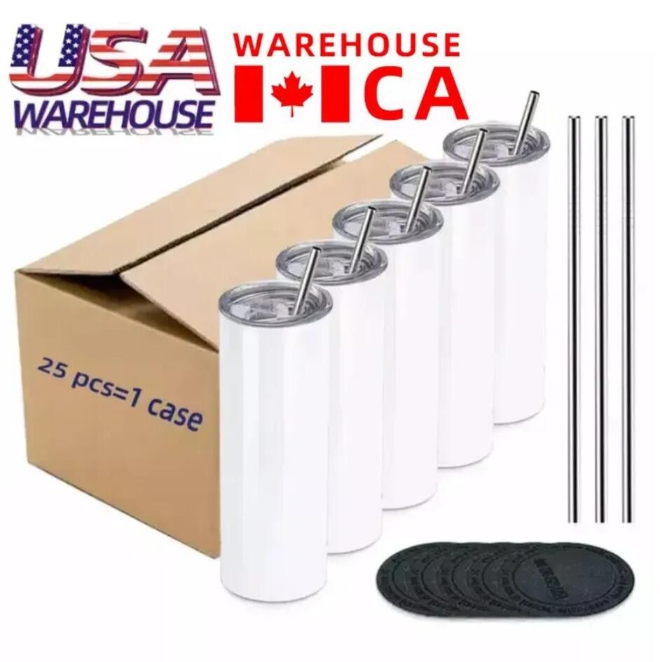 US CA Stock 25pcs/Carton Sublimation Blanks Straight Tumbler 20 oz Water Tumbler Cup with Lid and Straw In stock, White
US CA Stock 25pcs/Carton Sublimation Blanks Straight Tumbler 20 oz Water Tumbler Cup with Lid and Straw In stock, White