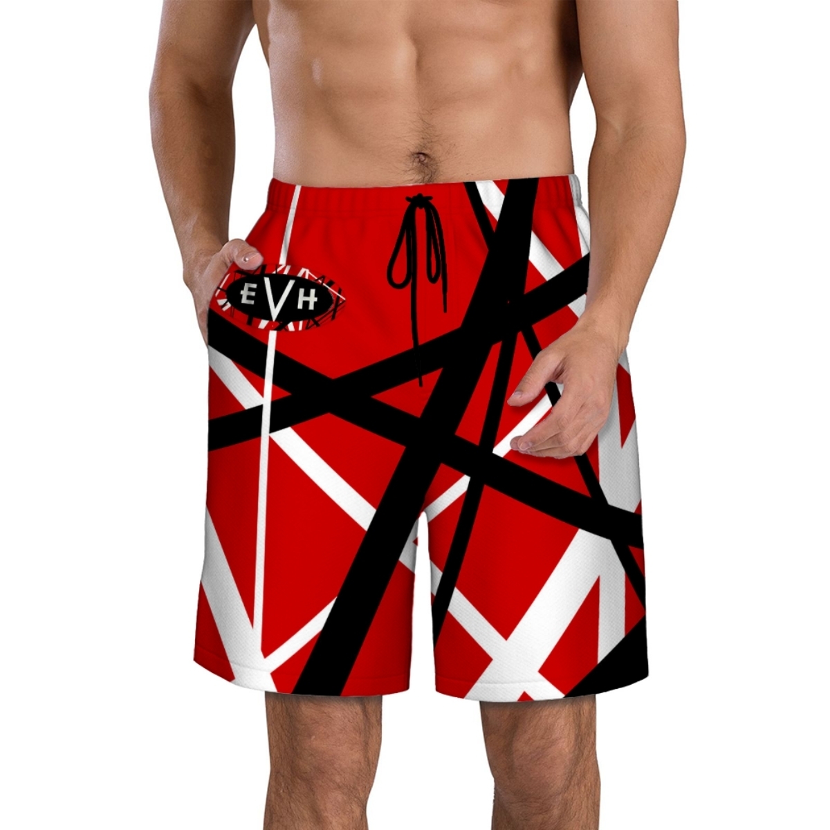 Men's Swimwear Men's Swimwear Casual Shorts Men Van Halen Band Clothes Shorts Breathable Quick Dry Running Sports Shorts Men Pop Bands Fashi
