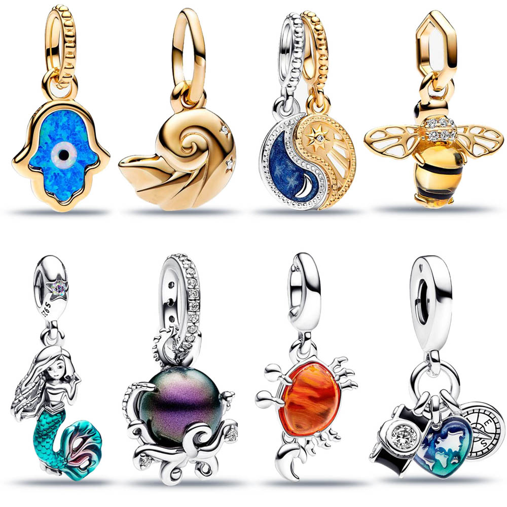 new fashion 925 Sterling Silver charms The Little Mermaid Enchanted Shell Dangle Bracelet for women Girl designer Jewelry Gifts with box