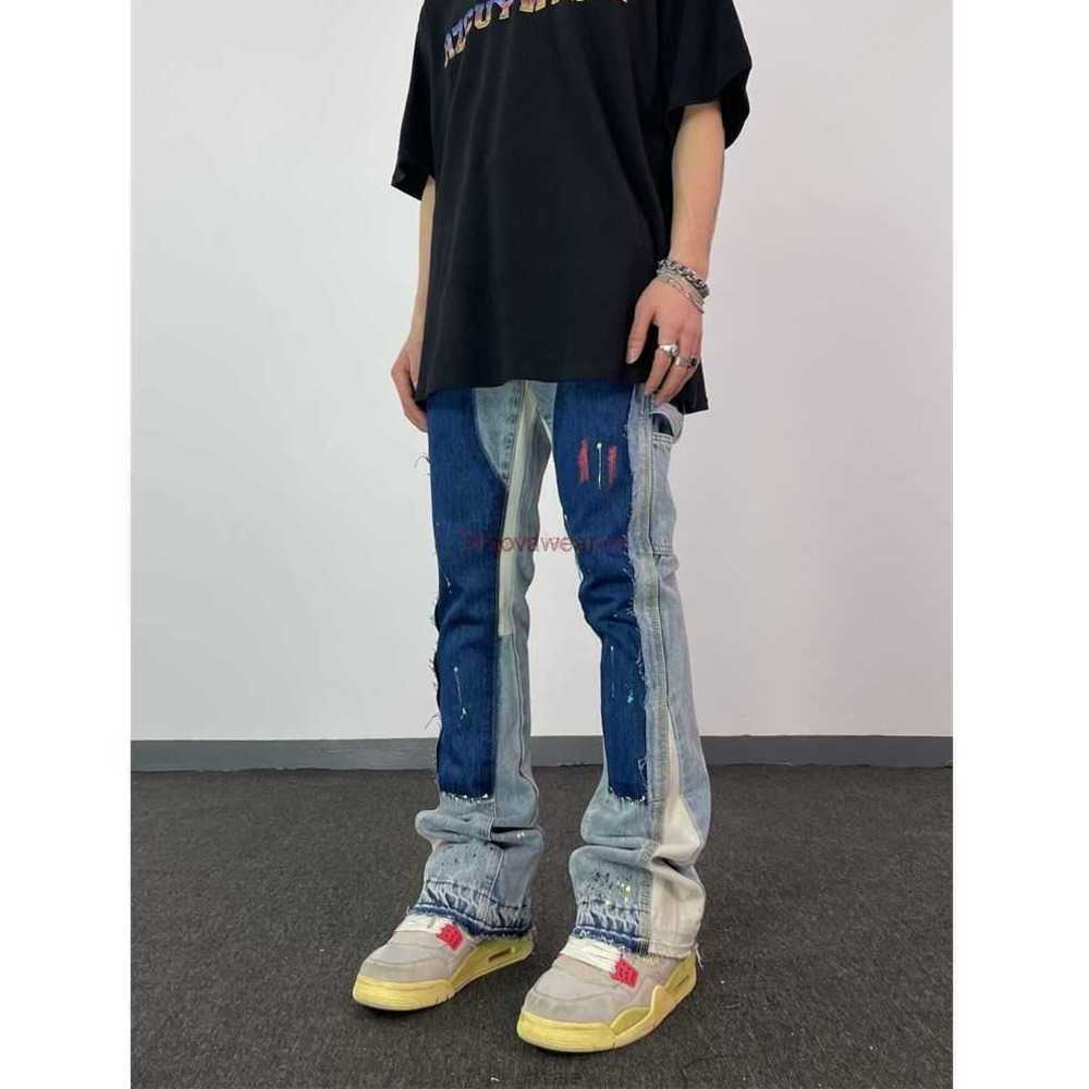 Fashion Designer Clothing Galleries Denim Pants Galleries Pant with Ink Splashing Color Contrast Structure Flared Pants Fog Floor Down Straight Jeans, Contrast stitching blue
Fashion Designer Clothing Galleries Denim Pants Galleries Pant with Ink Splashing Color Contrast Structure Flared Pants Fog Floor Down Straight Jeans, Contrast stitching blue
