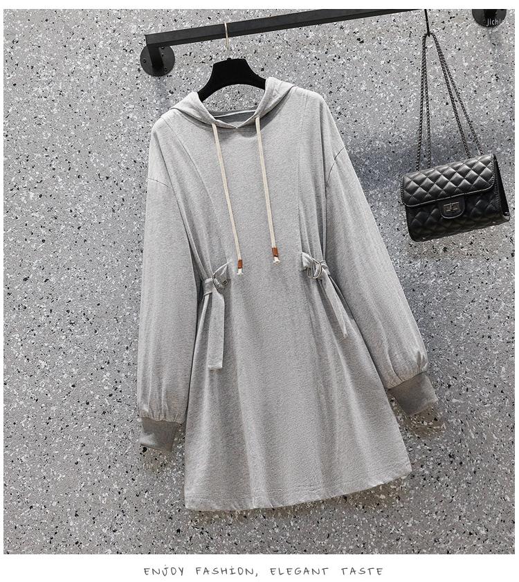 Casual Dresses 2024 Spring Hoodies Sweatershirt Mini Dress Long Sleeve High Waist Street Cotton Large Plus Size Clothes