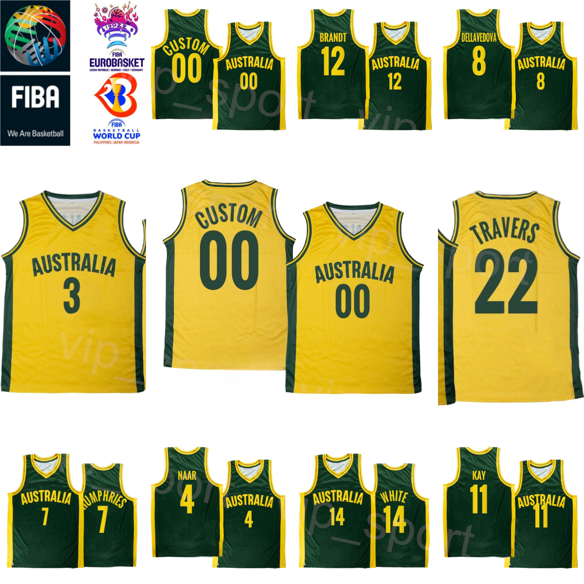 Printed National Team Basketball Australia Jersey 2023 World Cup 5 Patty Mills 7 Isaac Humphries 22 Luke Jacob Travers 3 Dejan Vasiljevic 14 Jackson Thomas Nick KAY, With fiba patch 
Printed National Team Basketball Australia Jersey 2023 World Cup 5 Patty Mills 7 Isaac Humphries 22 Luke Jacob Travers 3 Dejan Vasiljevic 14 Jackson Thomas Nick KAY, With fiba patch