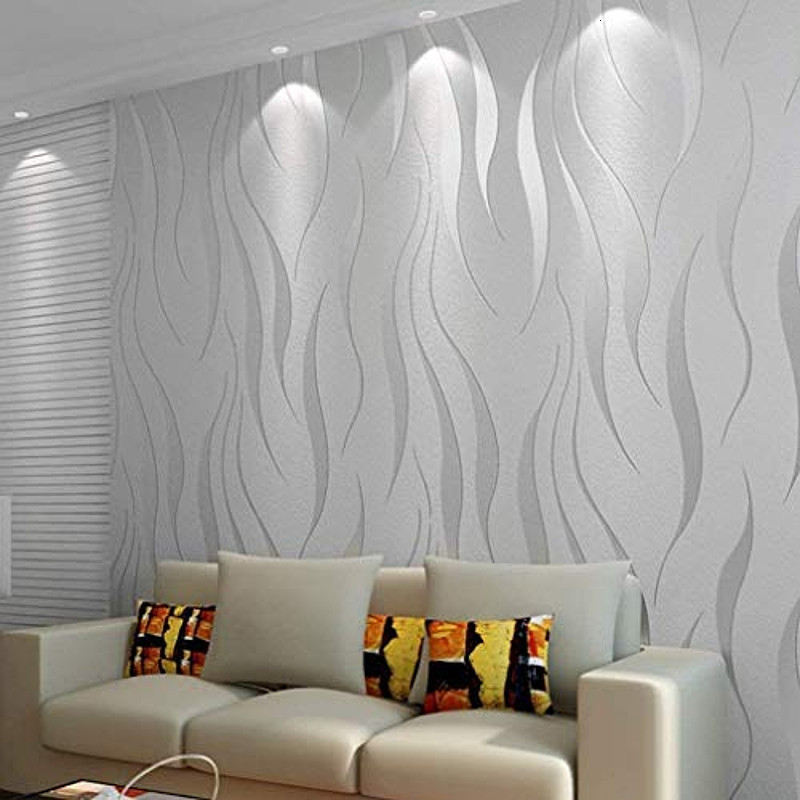 Wall Stickers 3d White Living Room Wallpaper Flocking Embossed Paper Grey Roll For Walls 230616
