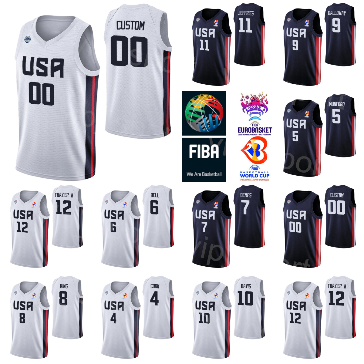 Screen Print 2023 World Cup Basketball Jersey US 4 Quinn Cook 7 Cody Demps 9 Langston Galloway Xavier Munford John Jenkins DaQuan Jeffries George King Justin Jackson, With patch
Screen Print 2023 World Cup Basketball Jersey US 4 Quinn Cook 7 Cody Demps 9 Langston Galloway Xavier Munford John Jenkins DaQuan Jeffries George King Justin Jackson, With patch