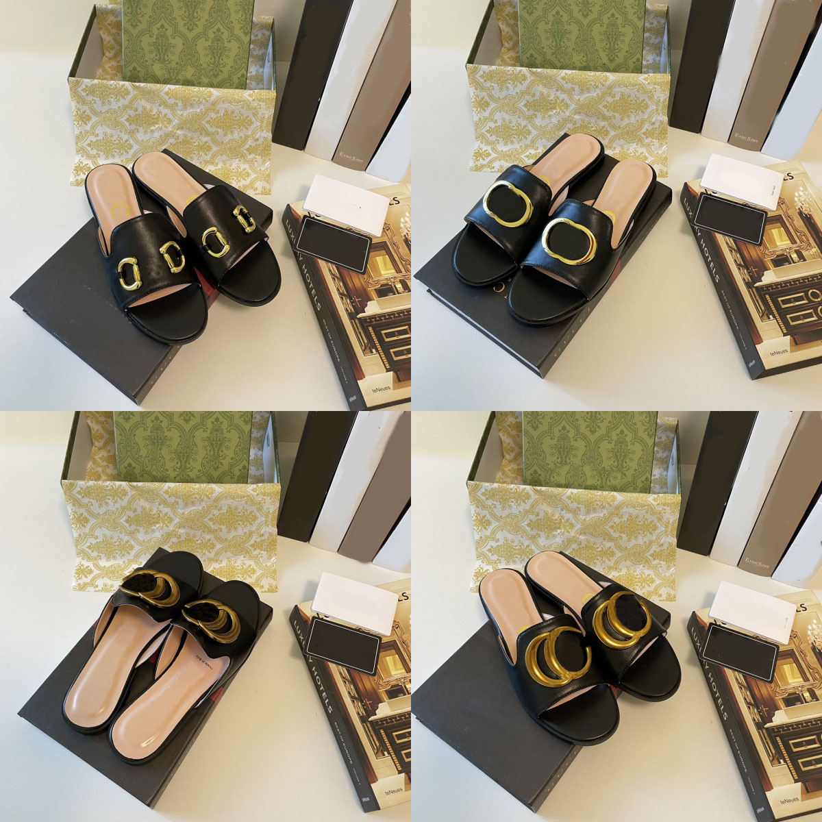 Leather flat slippers Women's summer new fashion designer metal buckle G flip-flops non-slip open-toe beach sandals
Leather flat slippers Women's summer new fashion designer metal buckle G flip-flops non-slip open-toe beach sandals