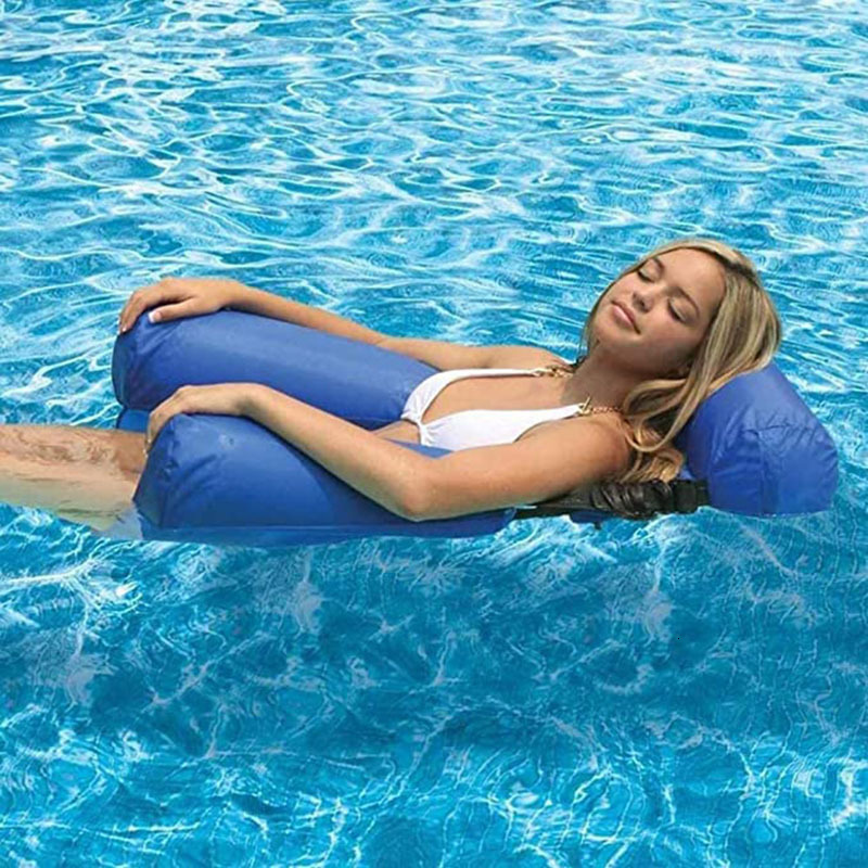 Inflatable Floats tubes PVC Summer Foldable Floating Row Swimming Pool Water Hammock Air Mattresses Bed Beach Sports Lounger Chair 230617