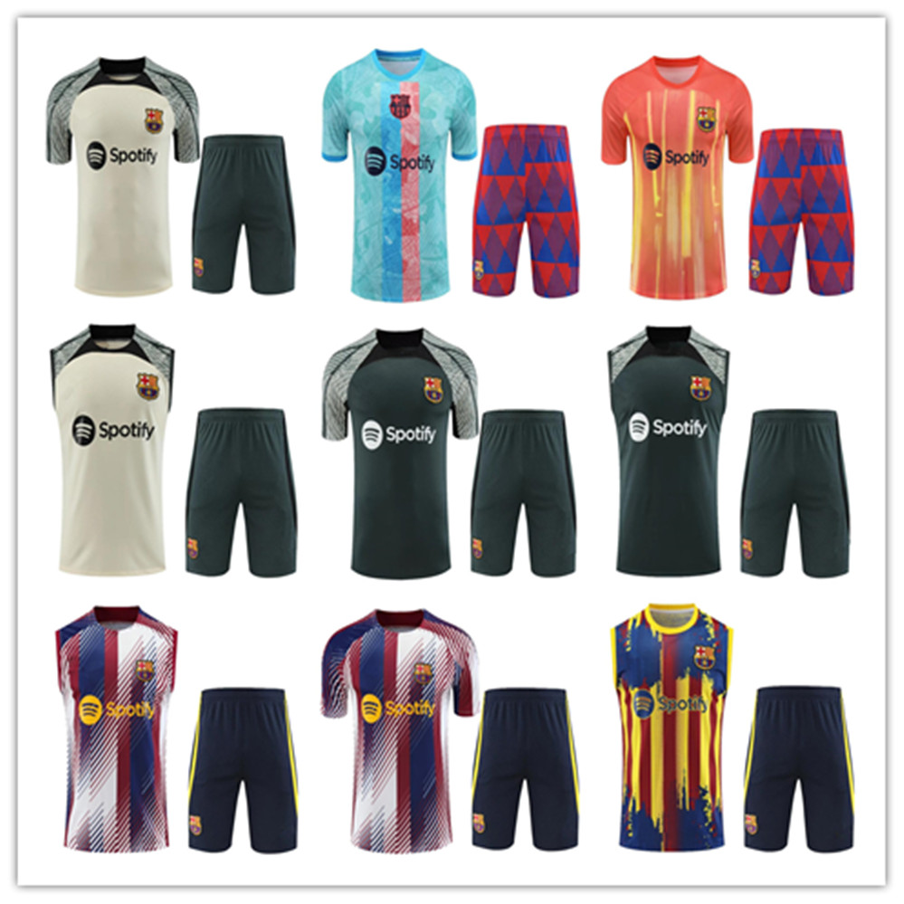 2023 2024 BARCELONAS men football training tracksuit soccer suit jerseys polos Short sleeve shorts kit 23 24 Barcelona mens vest polo jersey set jogging Tracksuits