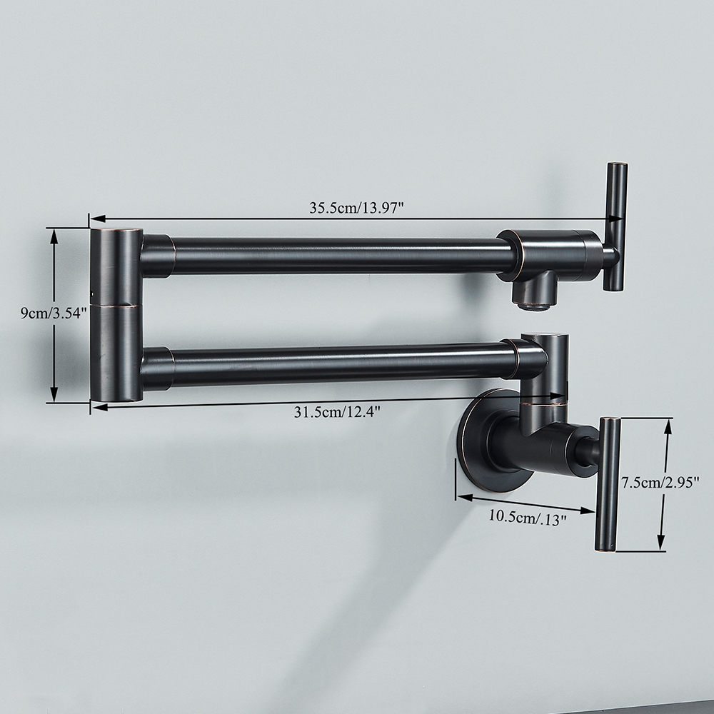 Bathroom Sink Faucets Quyanre Chrome Nickel Black Brass Pot Filler Tap Wall Mounted Kitchen Faucet Single Cold Hole Rotate Folding Spout 230616