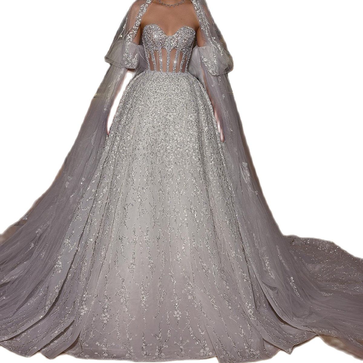 Exquisite Sweetheart Arabic Wedding Dresses Ball Gown Shiny Pearls Sequins Lace Bridal Dress Custom Made Vestido De Noiva