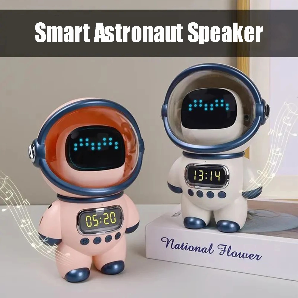 Intelligent Astronaut Bluetooth Speaker Creative Digital Smart Alarm Clock FM Radio Electronic Sleeping Night Light Table Clock