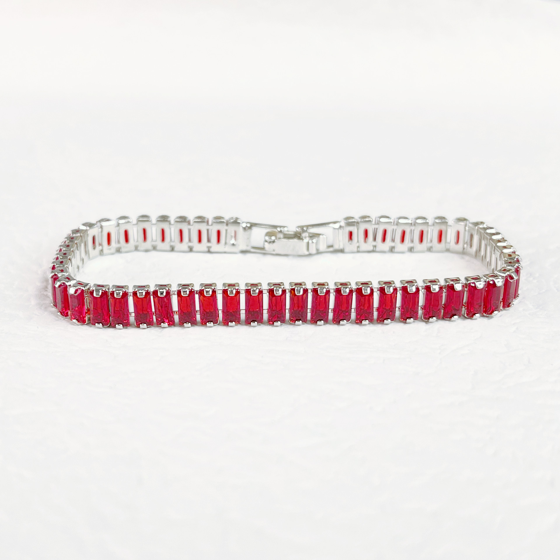 Red Bracelet With Diamond Tennis Chains Hip-hop Tide Women's Bracelet Square Zircon 2.5*5mm Bracelet Tennis Bracelets For loose diamond bracelet 