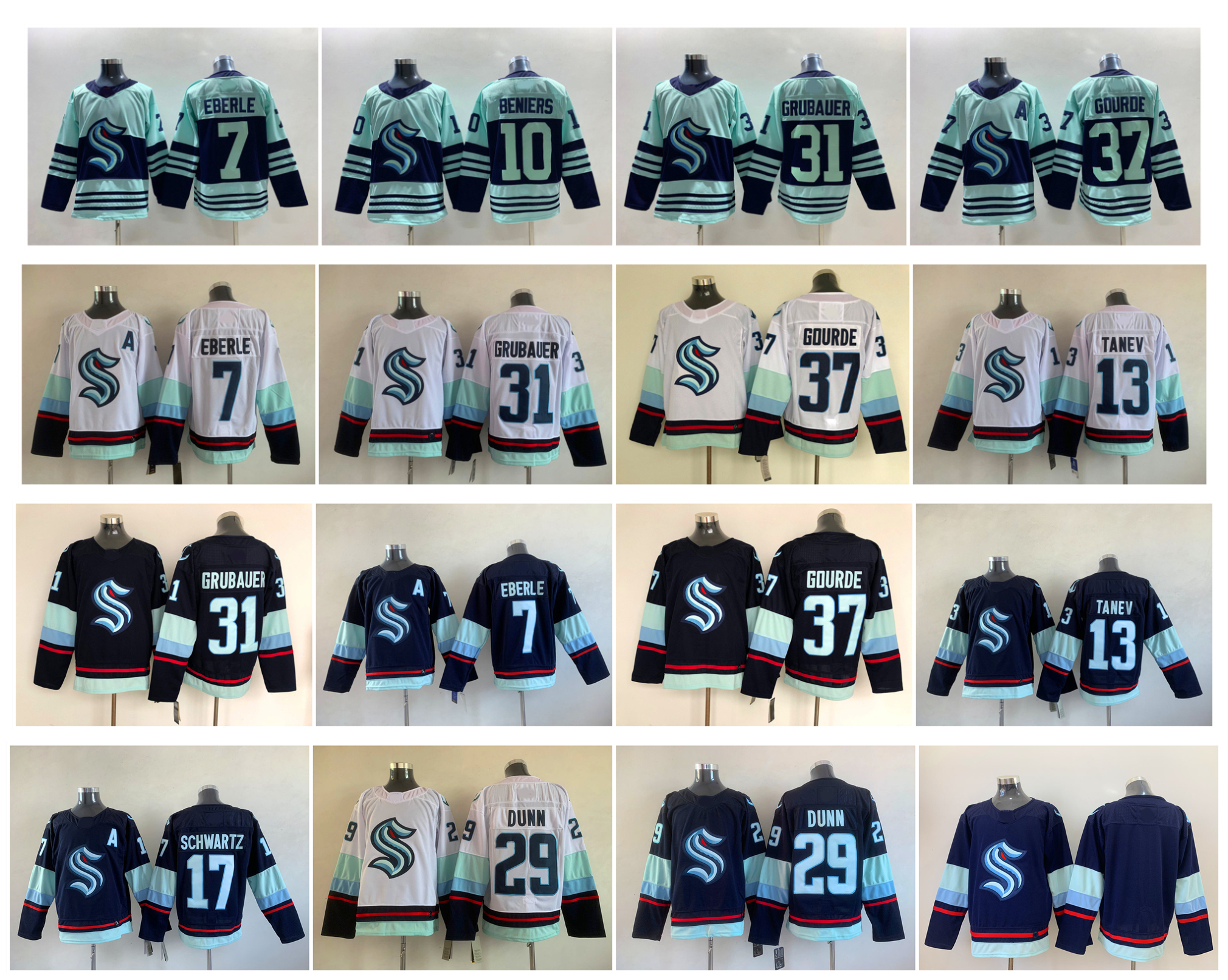 Kraken Matty Beniers Hockey Jersey Seattle Jaden Schwartz Yanni Gourde Eberle Philipp Grubauer Brandon Tanev Vince Dunn White Blue Green Reverse Retro Size S-3XL
Kraken Matty Beniers Hockey Jersey Seattle Jaden Schwartz Yanni Gourde Eberle Philipp Grubauer Brandon Tanev Vince Dunn White Blue Green Reverse Retro Size S-3XL