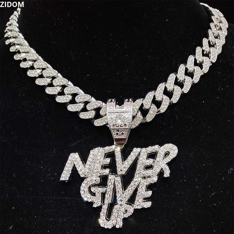 Pendant Necklaces Men Women Hip Hop Nerver Give Up Necklace with 13mm Cuban Chain Hiphop Iced Out Bling Letters Charm Jewelry 230613
Pendant Necklaces Men Women Hip Hop Nerver Give Up Necklace with 13mm Cuban Chain Hiphop Iced Out Bling Letters Charm Jewelry 230613