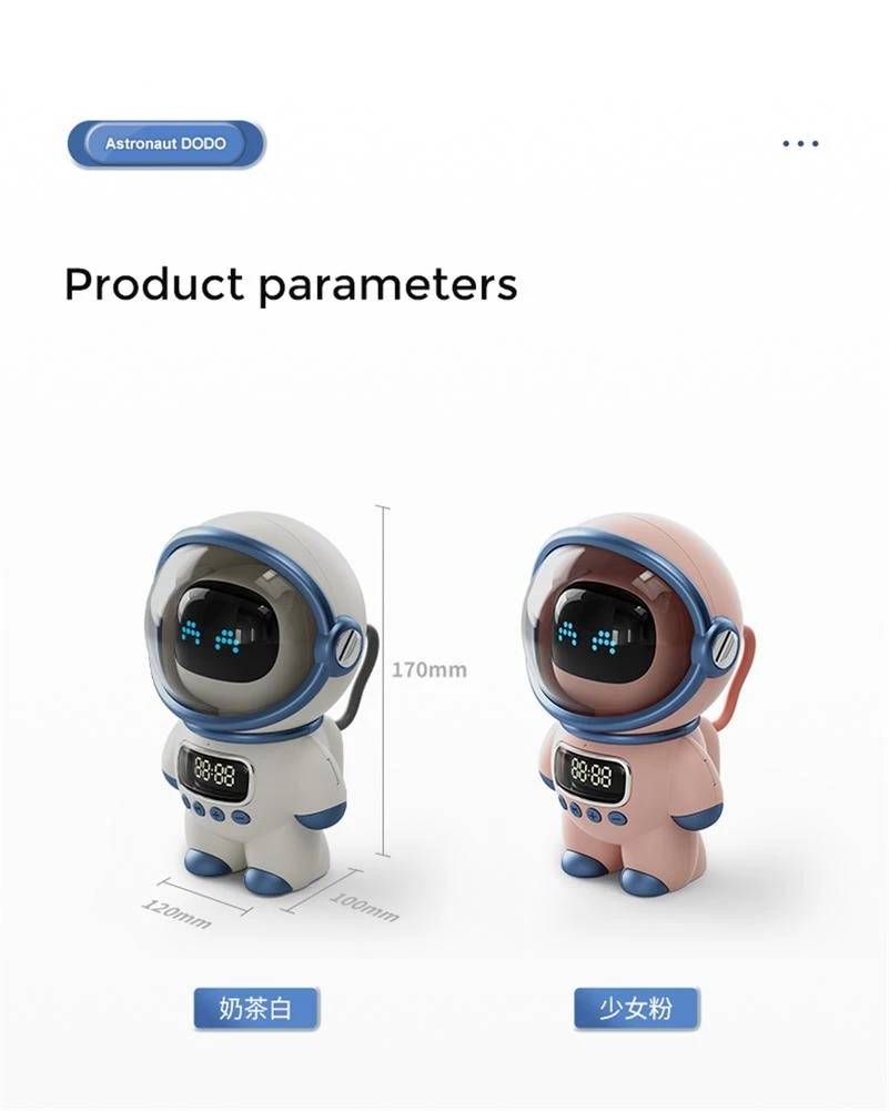 Intelligent Astronaut Bluetooth Speaker Creative Digital Smart Alarm Clock FM Radio Electronic Sleeping Night Light Table Clock