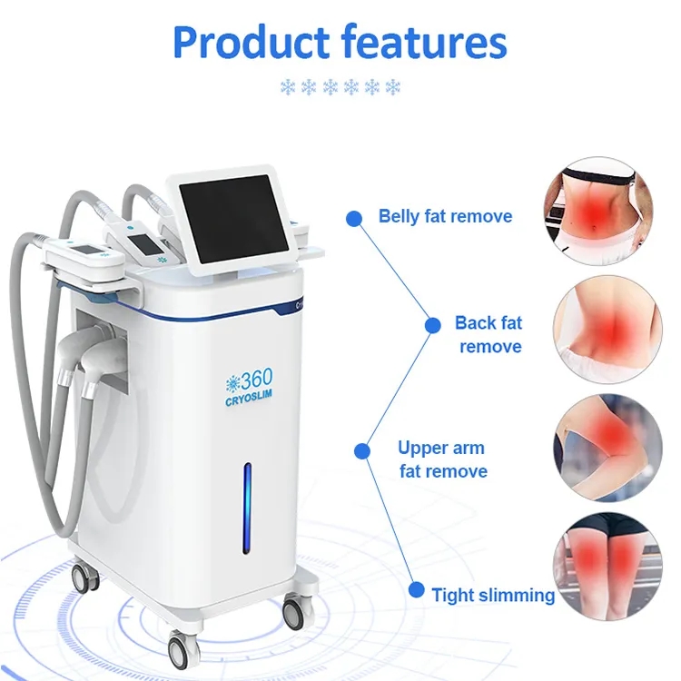 360° Cryolipolysis Vacuum Cavitation Fat Freeze Slimming Machine Weight loss Double Chin Removal 4 Cryo Handles Availble